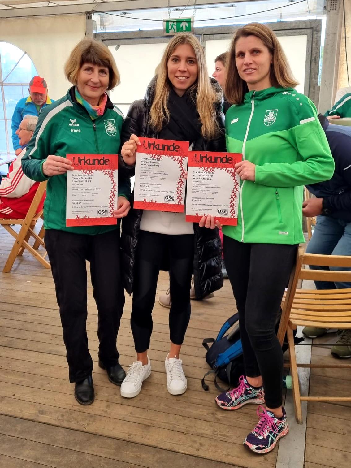 Überraschender zweiter Platz in der Mannschaftswertung - Irene Rautenberg, Dorothee Arendsee und Yvonne Schneider